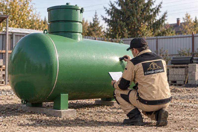 Иллюстрация осмотра газгольдера перед покупкой